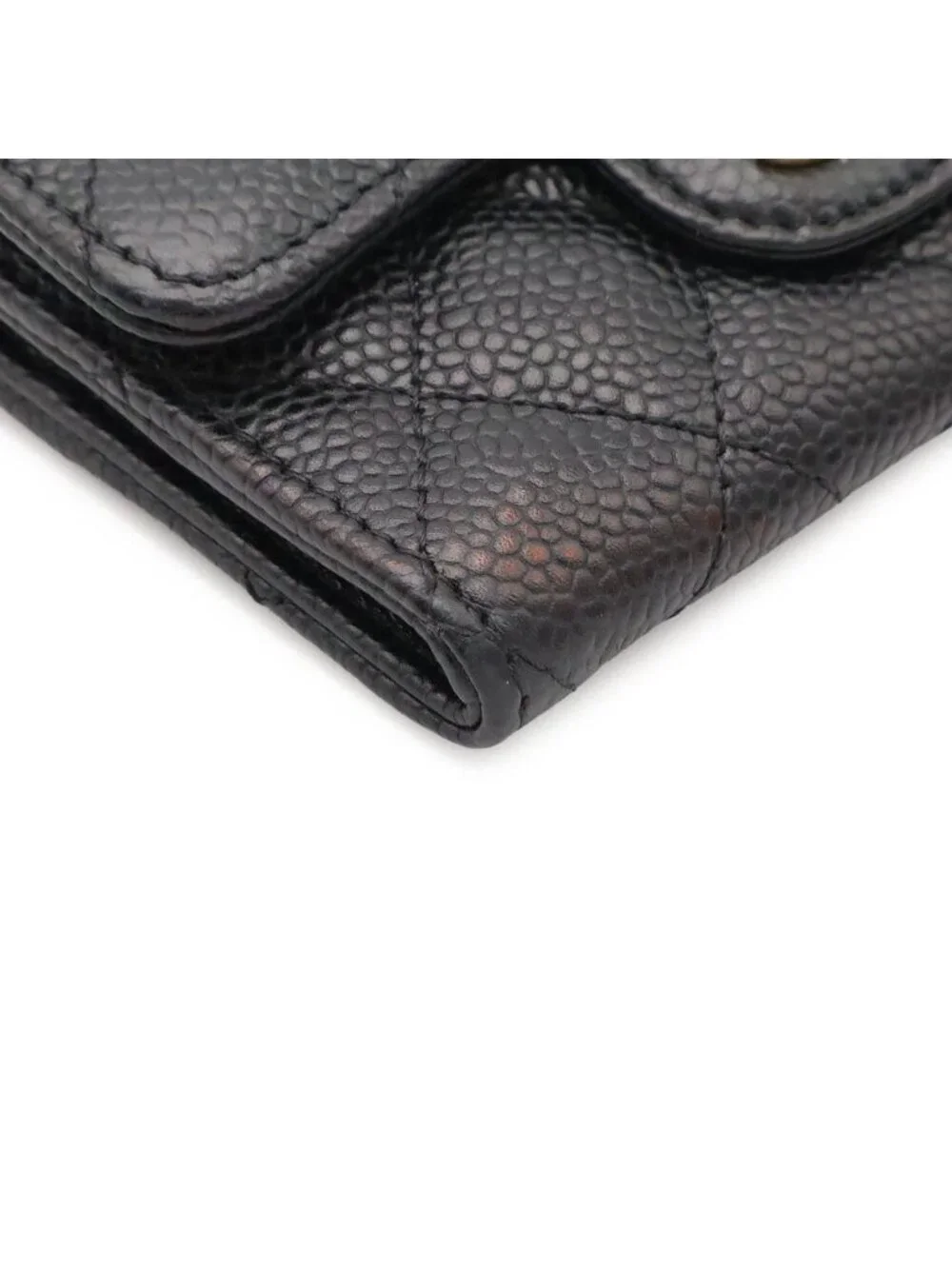 Chanel Quilted Classic Flap Bag Card Case CC Logo Business Pass Case Caviar